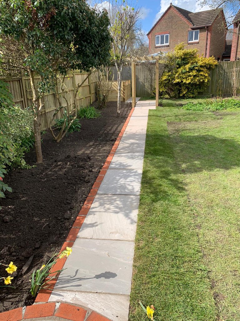 Garden Pathway with Brick Edging